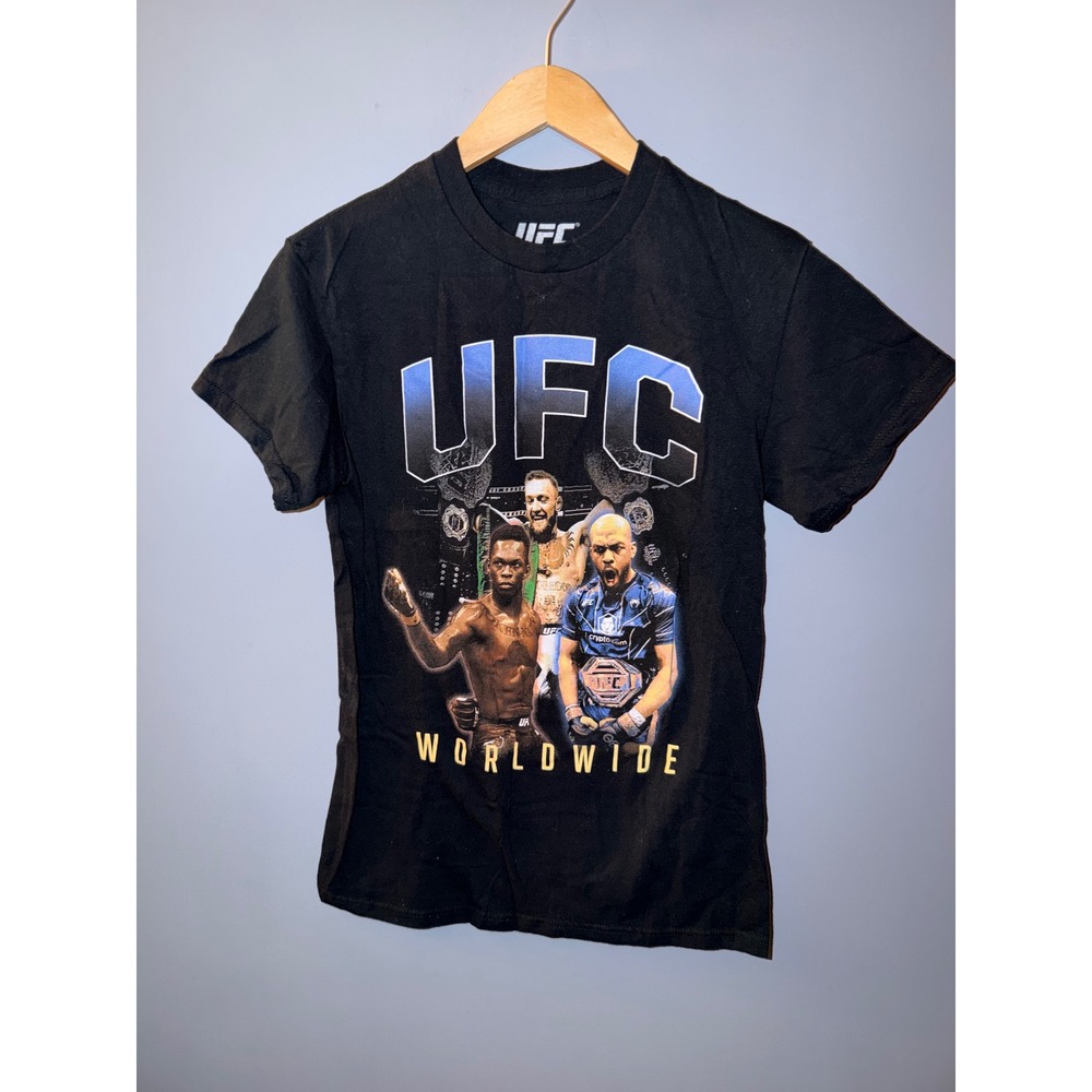 UFC Worldwide Graphic T-Shirt Black Mens Small Conor McGregor Adesanya MMA Tee‎